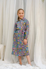 Dhaga Stitched 2 Piece Premium Cambric Kids Collection'2025-Grey Leopard