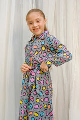Dhaga Stitched 2 Piece Premium Cambric Kids Collection'2025-Grey Leopard