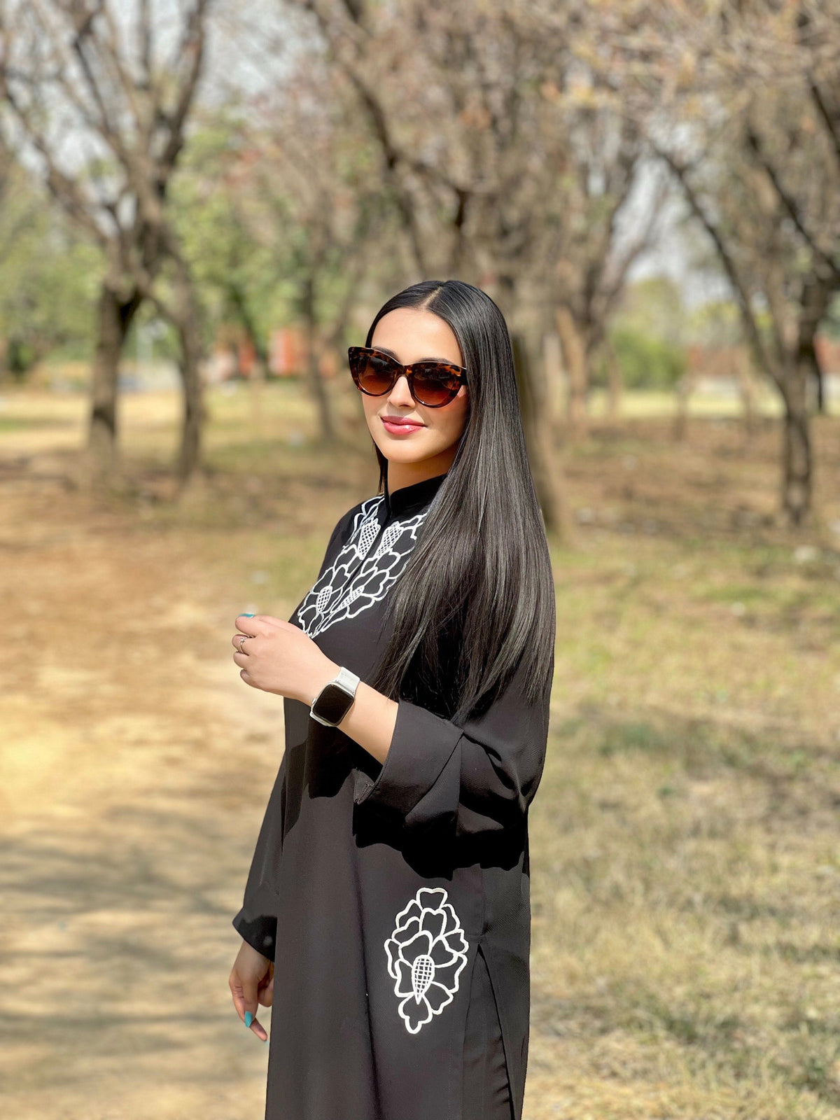 Manahils Stitched Black Embroidered Two Pc