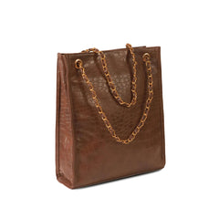 Long Brown Crocodile women's tote bag in brown by Bag X