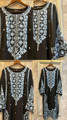 Manahils Stitched Black Embroidered Two Pc
