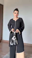 Manahils Stitched Co Ords Black & Fone Co-Ord Set