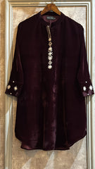 Allechant By Manahils Stitched Formals-Burgundy Embroidered Velvet Co-ord