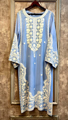 Manahils Stitched Ice Blue Embroidered Two Pc