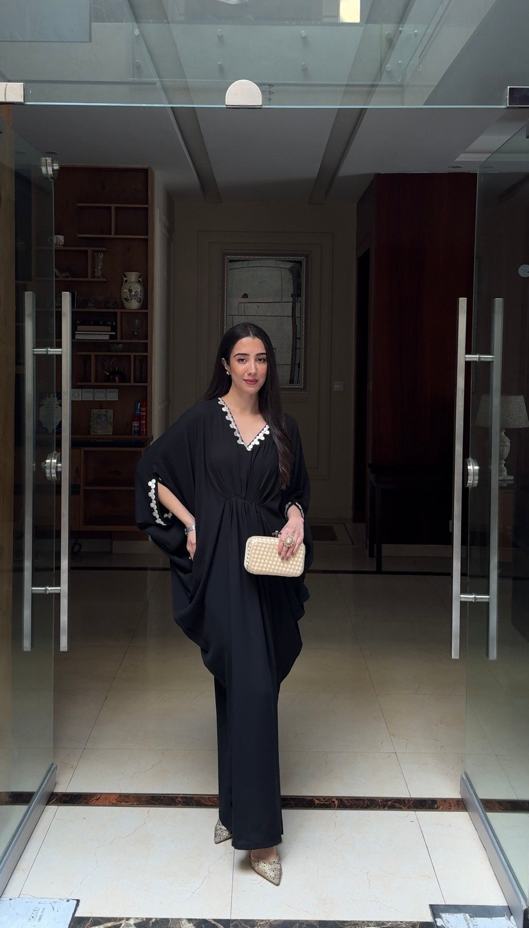 Manahils Stitched Black Embroidery Kaftan