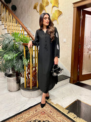 Manahils Stitched Sleeves Embroidered Two Pc