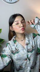 Urban Cut Women Pajama Suit – Castle & Nature Print
