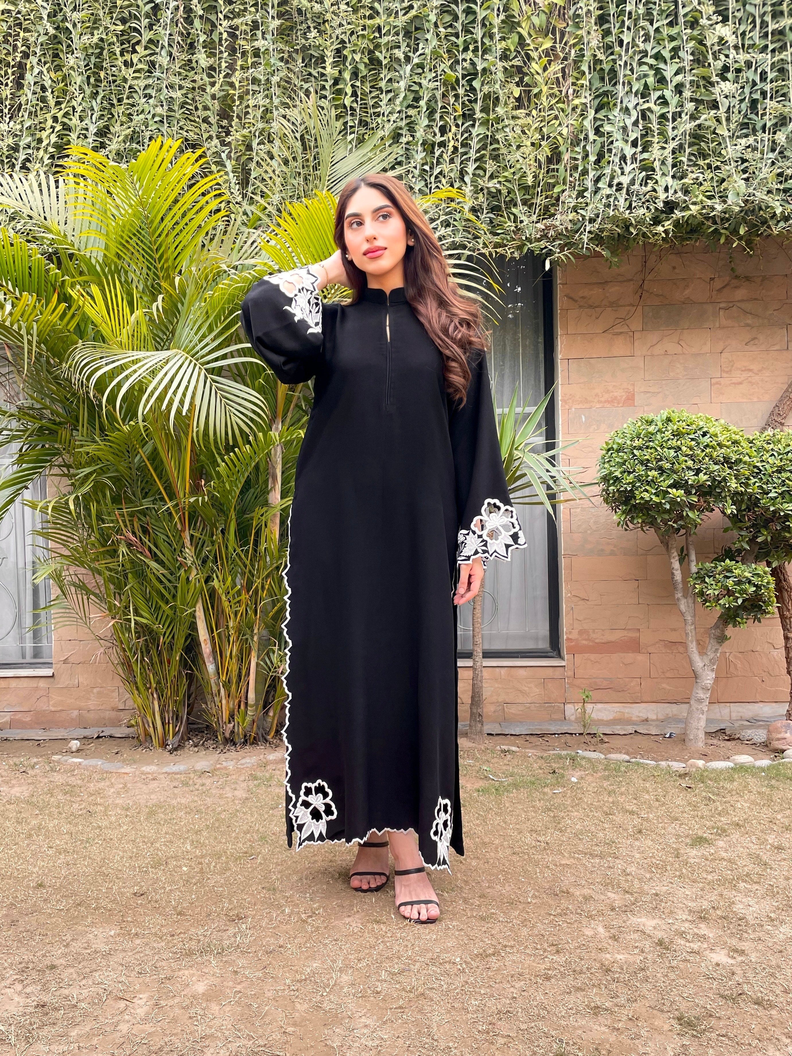 Manahils Stitched Black Scallop Embroidered Two Pc.