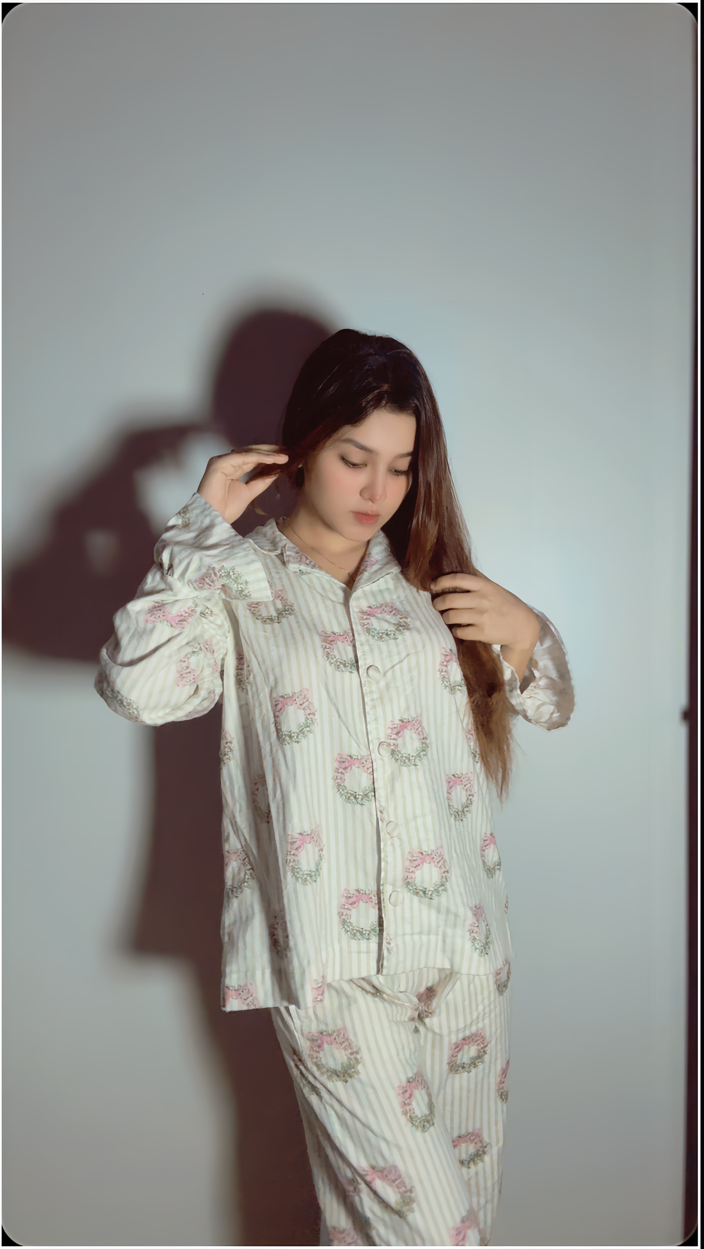 Urban Cut Women Pajama Suit – Floral Bow Print