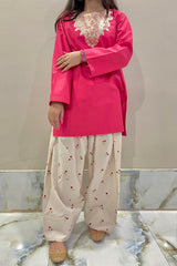 Urban Cut Embroidered Cotton Kurta with Farshi Shalwar – 2 Piece Traditional Coord Set