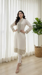 Urban Cut 2 Piece Cotton Sequence Embroidered Suit