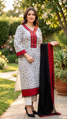 Madiha Gohar Stitched 2 Piece Printed Lawn Suit-Crimson