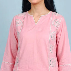 Urban Cut Stitched  Emb Co Ord Cotton Suit-C0293