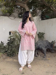 Urban Cut Stitched  Emb Co Ord Cotton Suit-C0293