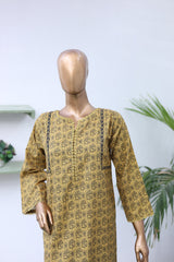 Suntex Stitched Co Ords Printed Lawn Suit-OS-2651-Mustard