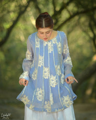 Urban Cut Embroidered Crinkle Chiffon Peplum Top Lined | Pure Chiffon