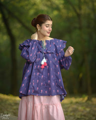 Urban Cut Pink Cotton Maxi Skirt Elegant Tiered Long Skirt