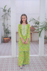 Khanak Kids Lemon And Green Gharara -KST 008