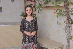 Khanak Stitched Kids-Black And White 2pcs Embroidered Suit KST 062