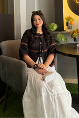 Urban Cut Black Embroidered Cotton Top