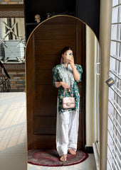 Urban Cut 2 Piece Cotton Embroidred Co- Ord Set with Farshi Salwar