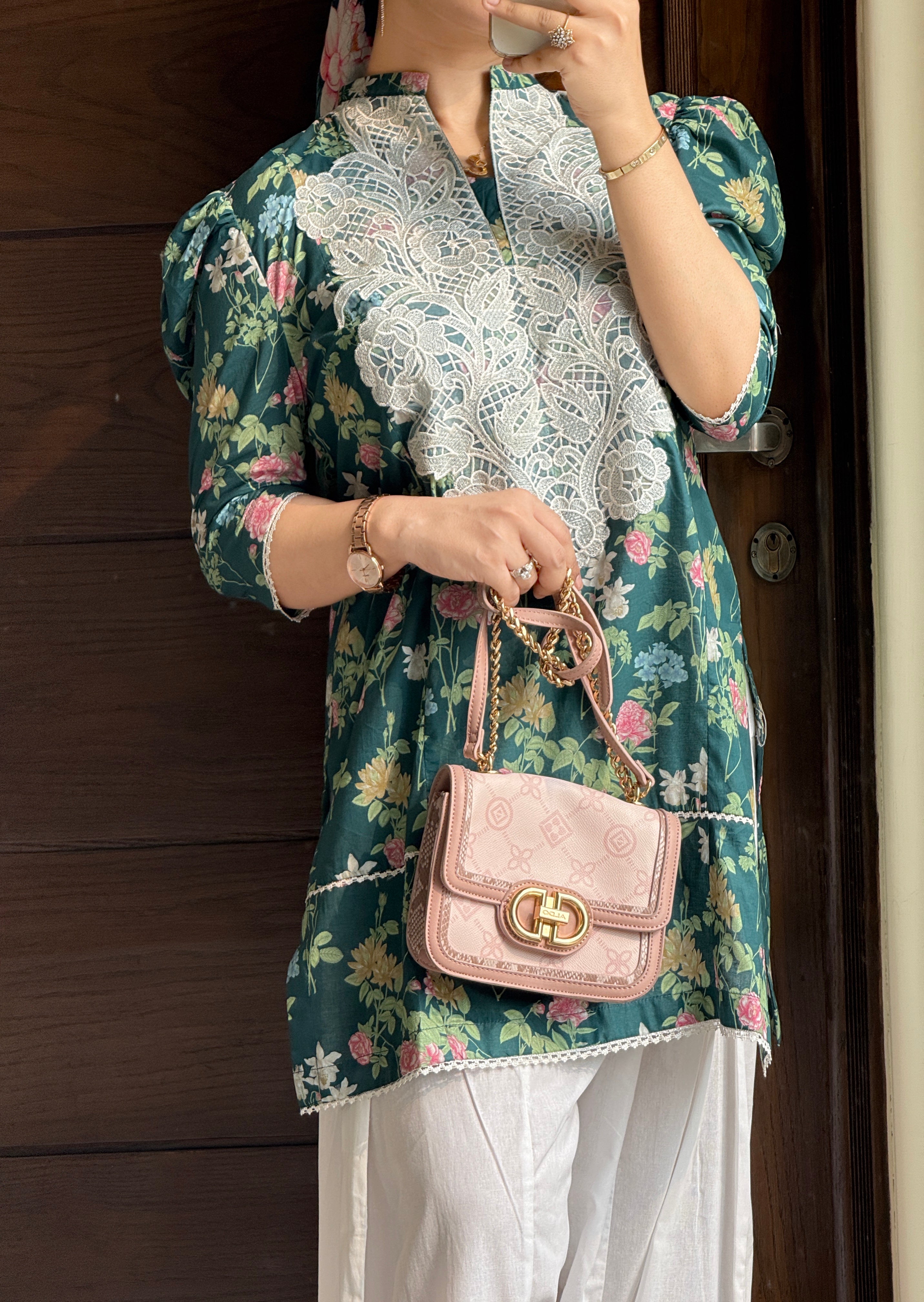 Urban Cut 2 Piece Cotton Embroidred Co- Ord Set with Farshi Salwar