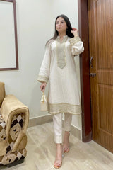 Urban Cut 2 Piece Cotton Sequence Embroidered Suit