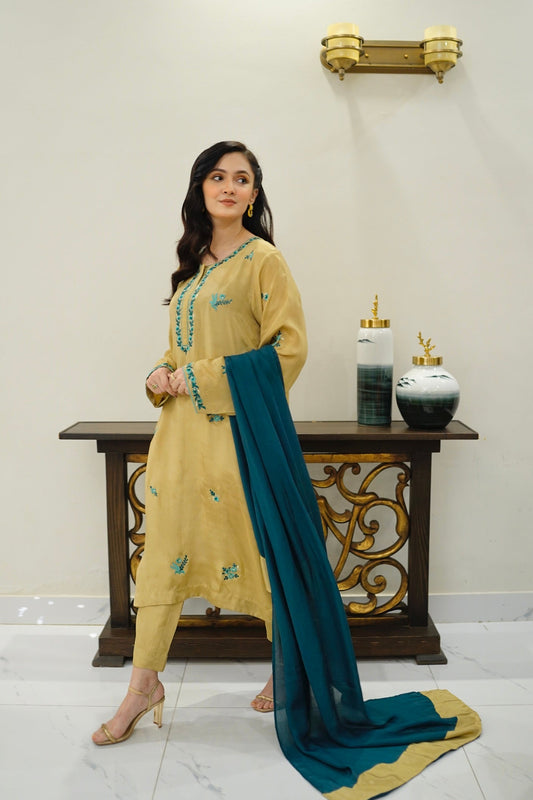 Zaman By MNM Stitched 3 Piece Eid Edit Collection'2025-Amber