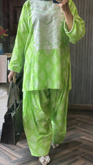 Urban Cut 2 Piece Cotton Embroidred Co- Ord Set with Farshi Salwar