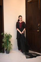 Zaman By MNM Stitched 3 Piece Eid Edit Collection'2025-Black Raya