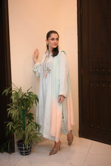 Zaman By MNM Stitched 3 Piece Eid Edit Collection'2025-Sea Mist