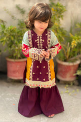 Khanak Kids Purple Multi Colour Gharara-KG 016