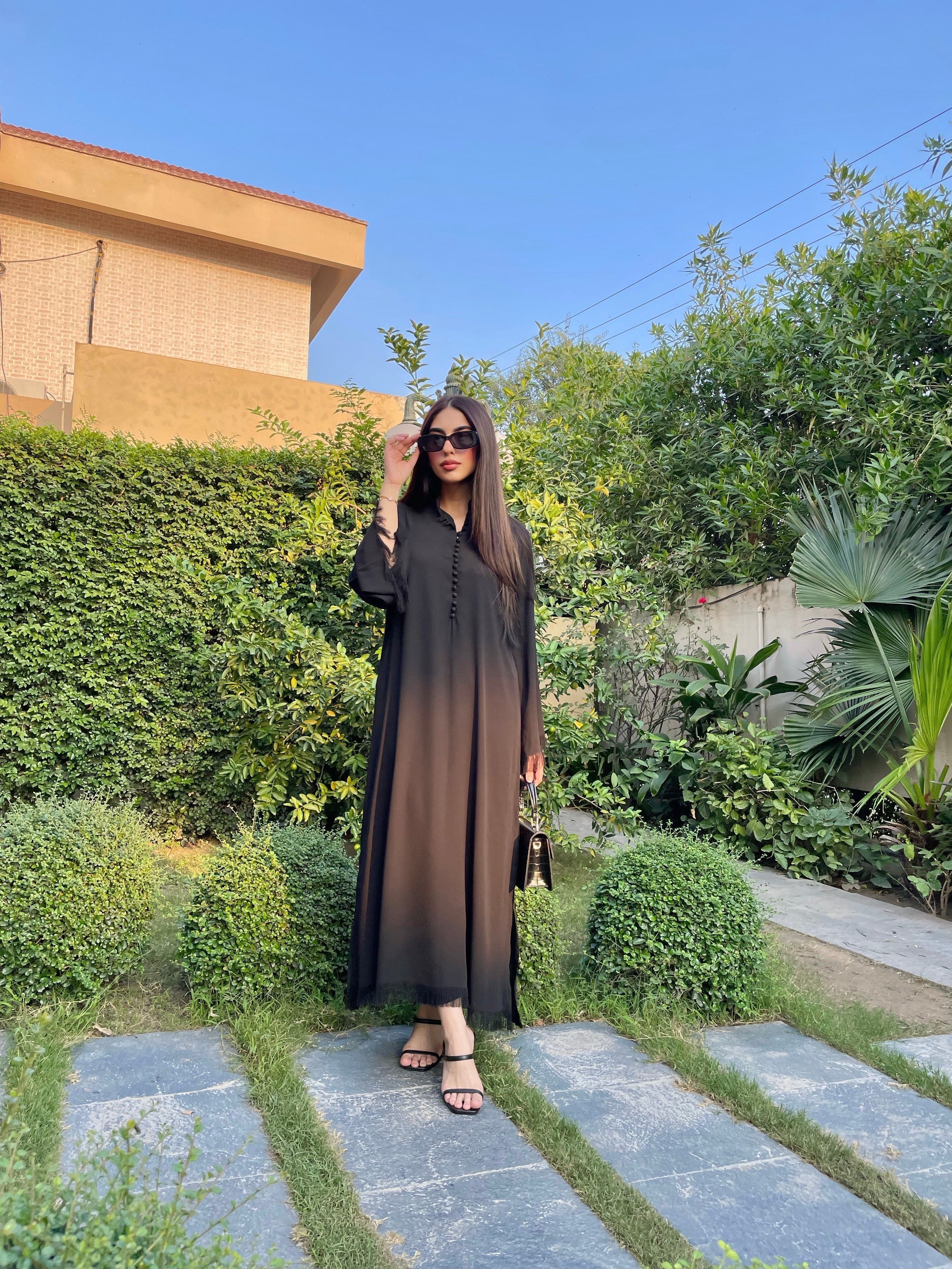 Manahils Stitched Black Button Set  Fringes