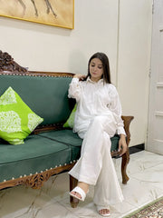 Urban Cut Elegant Cotton Shirred Shirt Linned 1 Piece