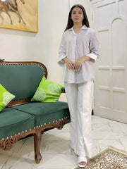 1 Piece 100% Cotton - Yarn Dyed Premium Combed Fabric Stitched Modern Shirt Set - 100% Cotton Urban Cut 