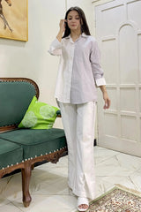 1 Piece 100% Cotton - Yarn Dyed Premium Combed Fabric Stitched Modern Shirt Set - 100% Cotton Urban Cut Yarn Dyed Beige XS 