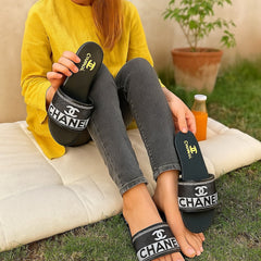 "Khussa Master Chanel style black slipper with soft sole"