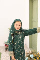 Saheli By Suntex Stitched 3 Piece Eid Kids Formals Suit-2628-Bottle Green