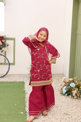 Saheli By Suntex Stitched 3 Piece Eid Kids Formals Suit-2629-Raspberry