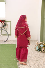 Saheli By Suntex Stitched 3 Piece Eid Kids Formals Suit-2629-Raspberry
