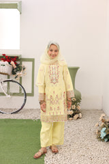 Saheli By Suntex Stitched 3 Piece Eid Kids Formals Suit-2630-Pale Yellow