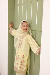 Saheli By Suntex Stitched 3 Piece Eid Kids Formals Suit-2630-Pale Yellow