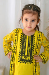 Khanak Stitched Kids-Classic Yellow Coat Style 2pcs Embroidered Suit-KST 061