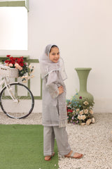 Saheli By Suntex Stitched 3 Piece Eid Kids Formals Suit-2633-Grey