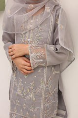 Saheli By Suntex Stitched 3 Piece Eid Kids Formals Suit-2633-Grey