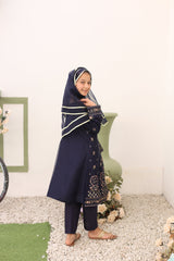 Saheli By Suntex Stitched 3 Piece Eid Kids Formals Suit-2635-Navy Blue