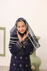 Saheli By Suntex Stitched 3 Piece Eid Kids Formals Suit-2635-Navy Blue