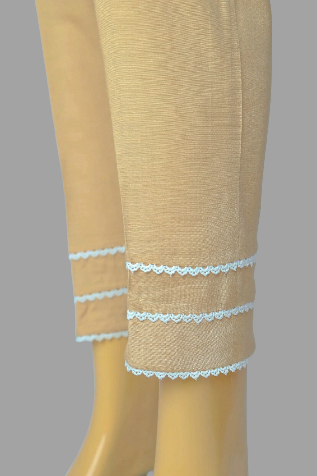 Urban Cut Linen Viscose Fabric Stitched Trouser with Three white Laces
