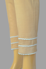 Urban Cut Linen Viscose Fabric Stitched Trouser with Three white Laces