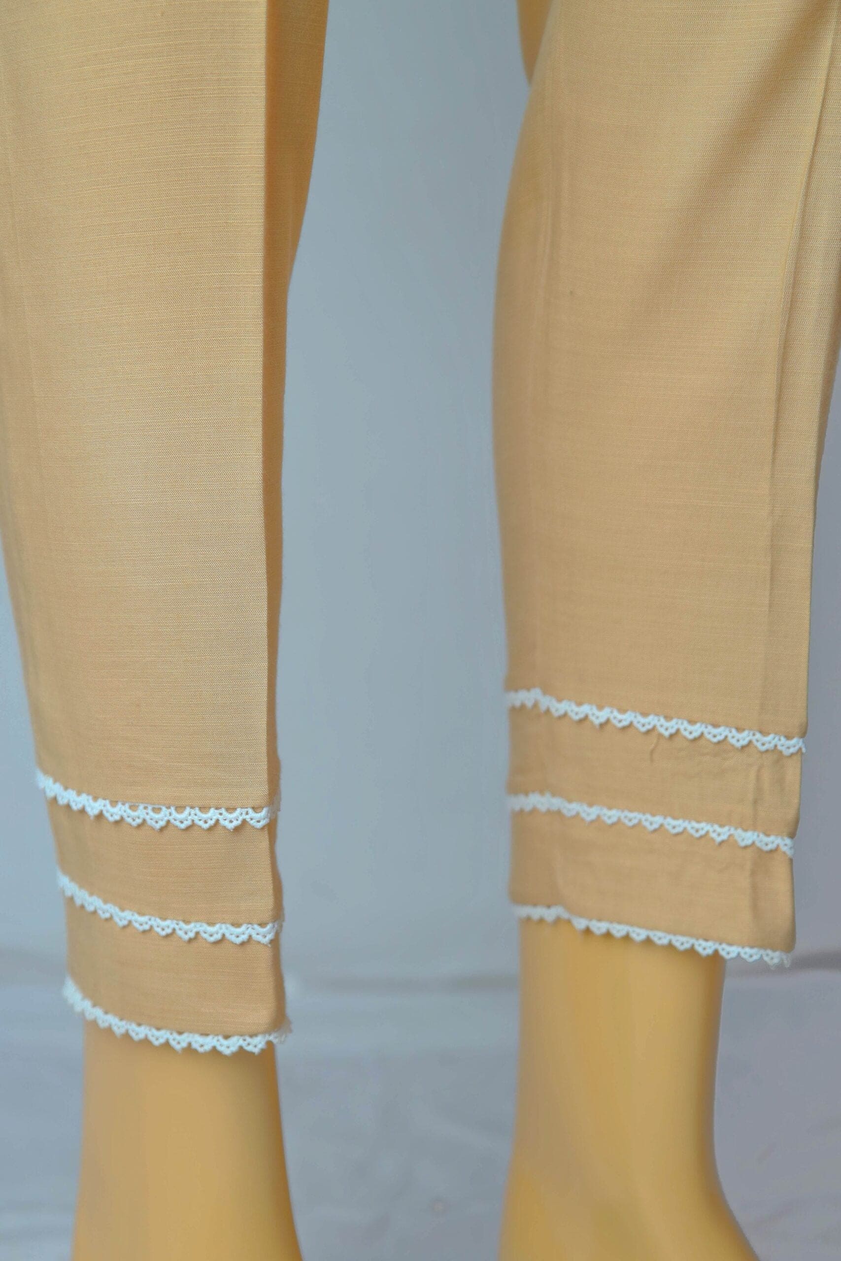 Urban Cut Linen Viscose Fabric Stitched Trouser with Three white Laces